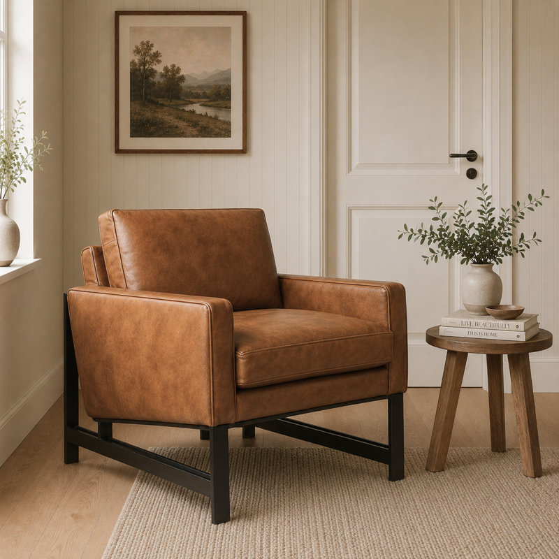 Upholstered Leather Match Accent Chair
