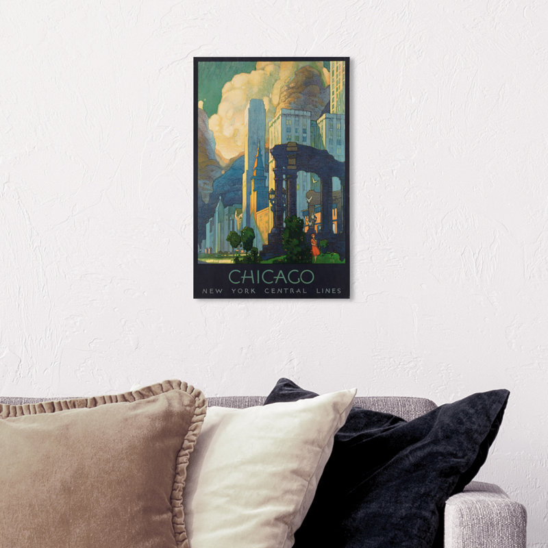Chicago NY Central Lines - Impression sur toile, H 15 po x l 10 po x P 1,5 po