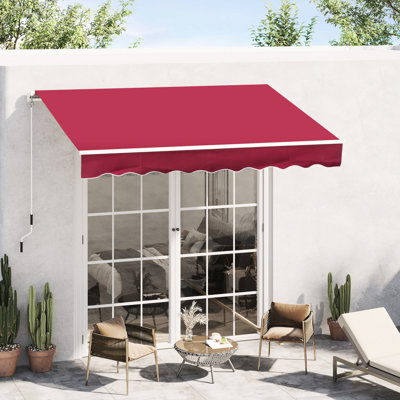 Auvent manuel rétractable pour terrasse, 8 pi x 7 pi, rouge vin Protège du soleil et de la chaleur, stable pour diverses surfaces, auvent rétractable de 7 pi, bloc extérieur. Rouge, réglable pour s'adapter à des combinaisons différentes