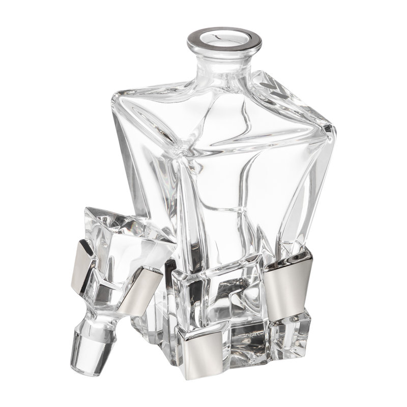 Crystal Glass Beverage Dispenser, Silver