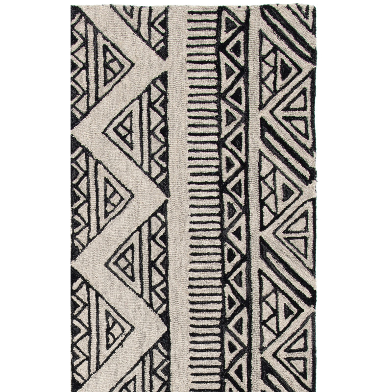 Armanii Metro Hand Tufted Wool And Cotton With Latex Geometric Rug, Rectangle 3' x 5'