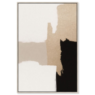 Décoration murale neutre en toile beige et noir III par 