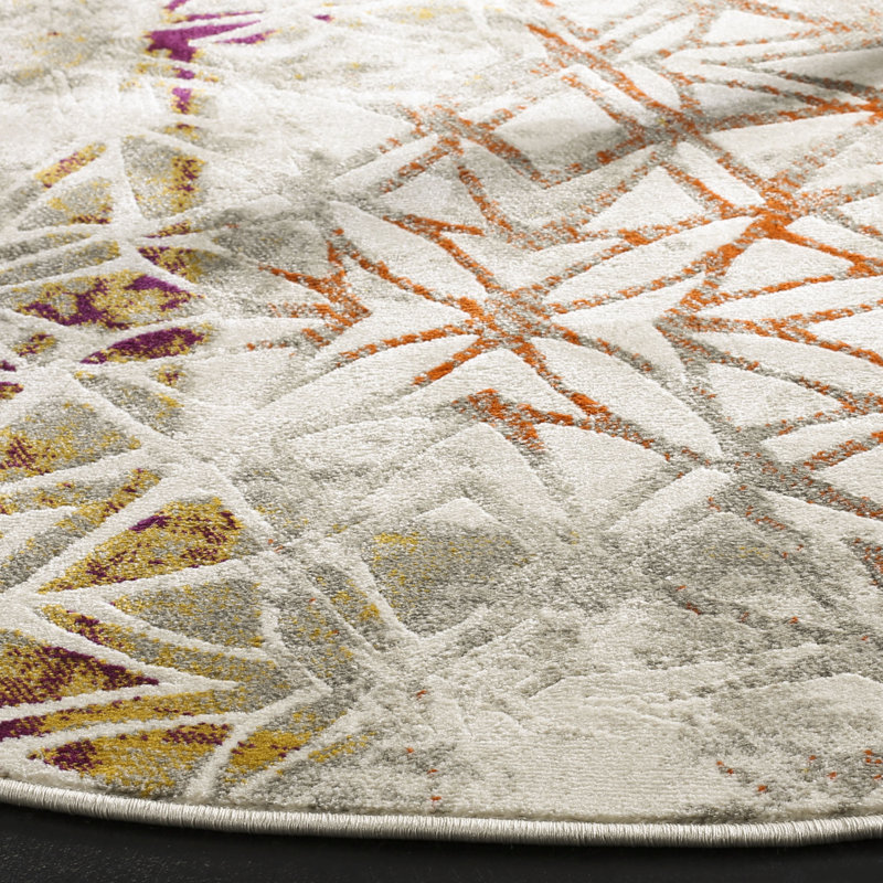 Shroyer Porcello Performance Geometric Rug, Round 6'7"