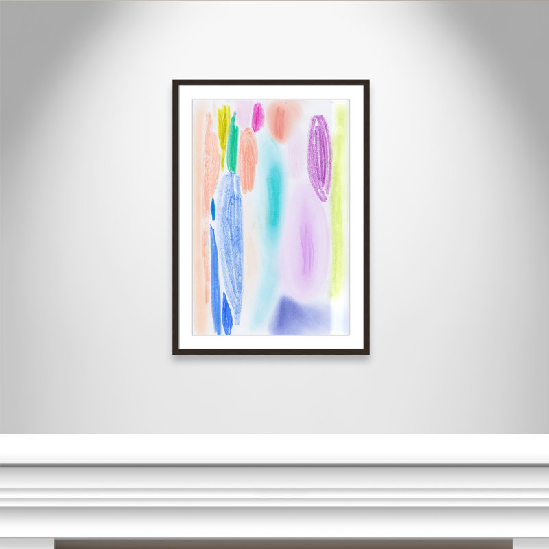 «Vivid Space II» par Bea Dina, Blanc, H 35,5 po x l 25,5 po x P 1,25 po, Papier avec cadre photo noyer