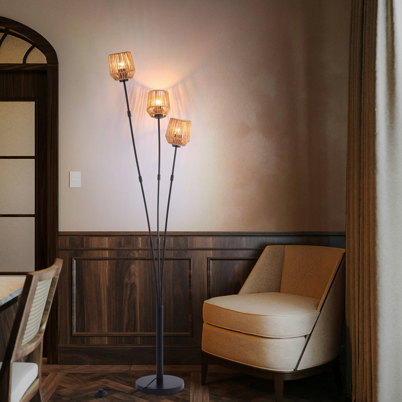 Lianabel 165cm Rattan Tree Floor Lamp with 3 Bulbs Included