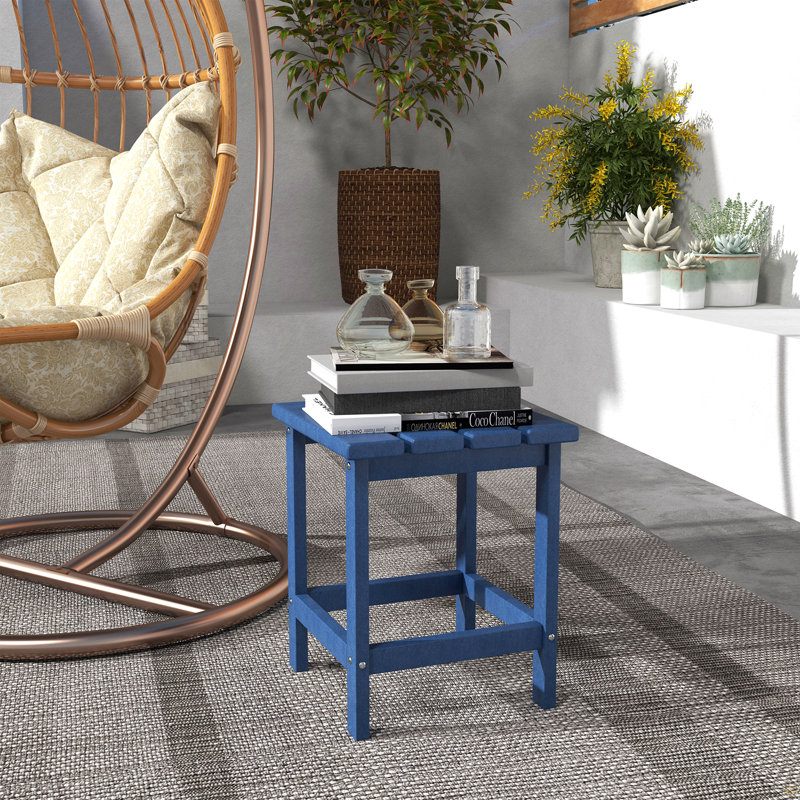 Side Table, Square Patio End Table, Weather Resistant 15" Outdoor HDPE Table