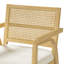 Chaises de salle à manger rembourrées Kelric Japandi avec structure en bois d'hévéa et dossier en rotin naturel pour salle à manger-134780406-134780408