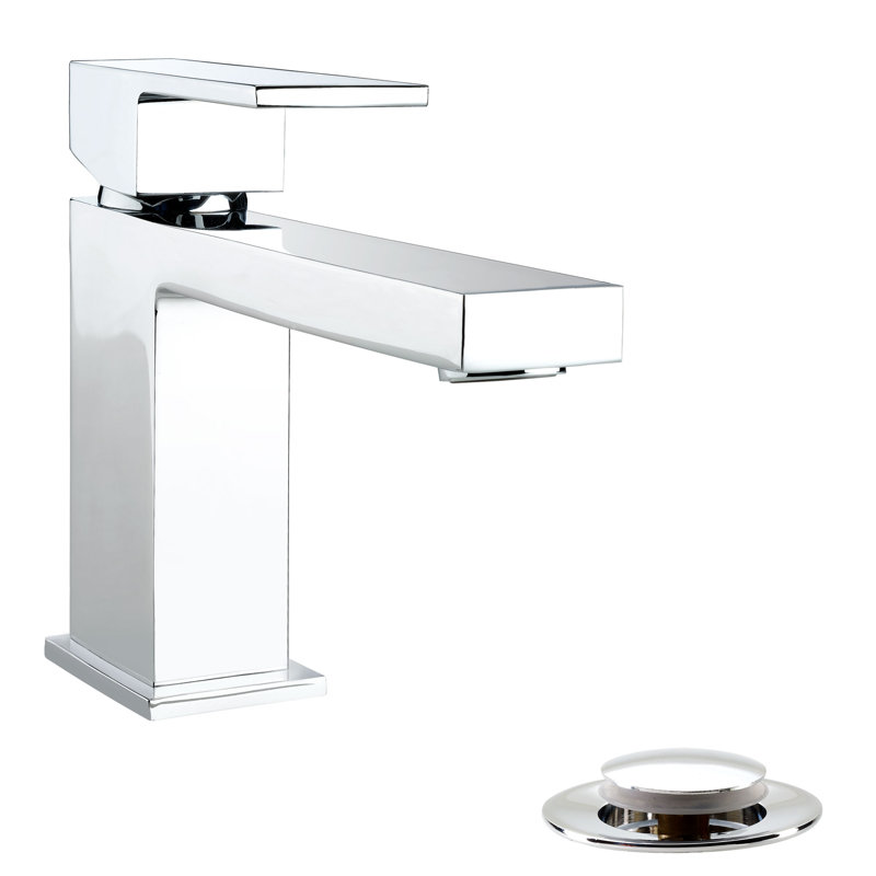 Quadrato Single-handle Bathroom Faucet with Drain Assembly, Polished Chrome