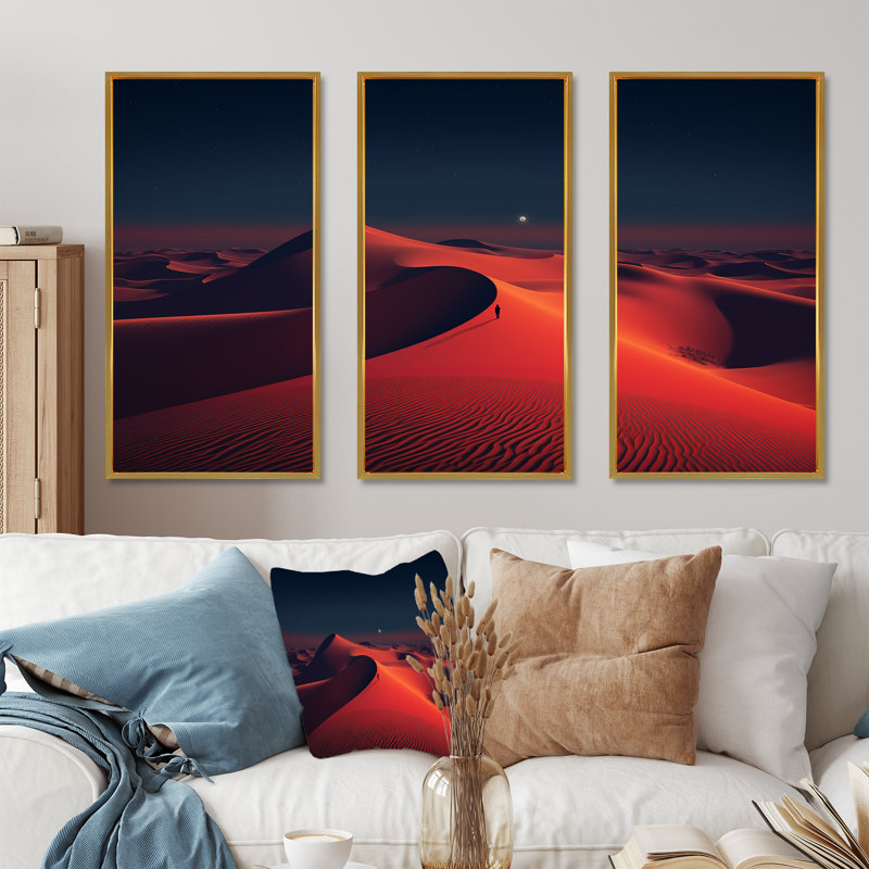 Red Desert Twilight Photo II - art mural désert, Cadre flottant doré, H 28 po x l 36 po x P 1 po