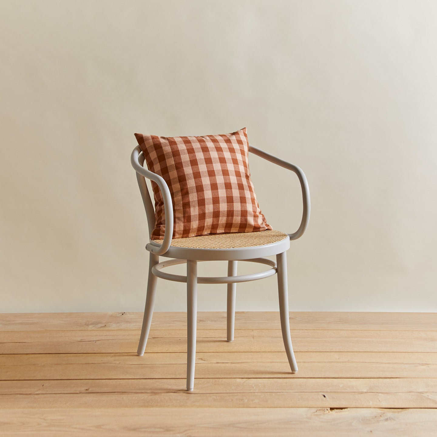 Essential Gingham Cotton Throw Pillow, Blush/Terracotta