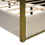 Fashionable Queen Size Canopy Bed With Headboard & Metal Elements, Beige Modern Components,