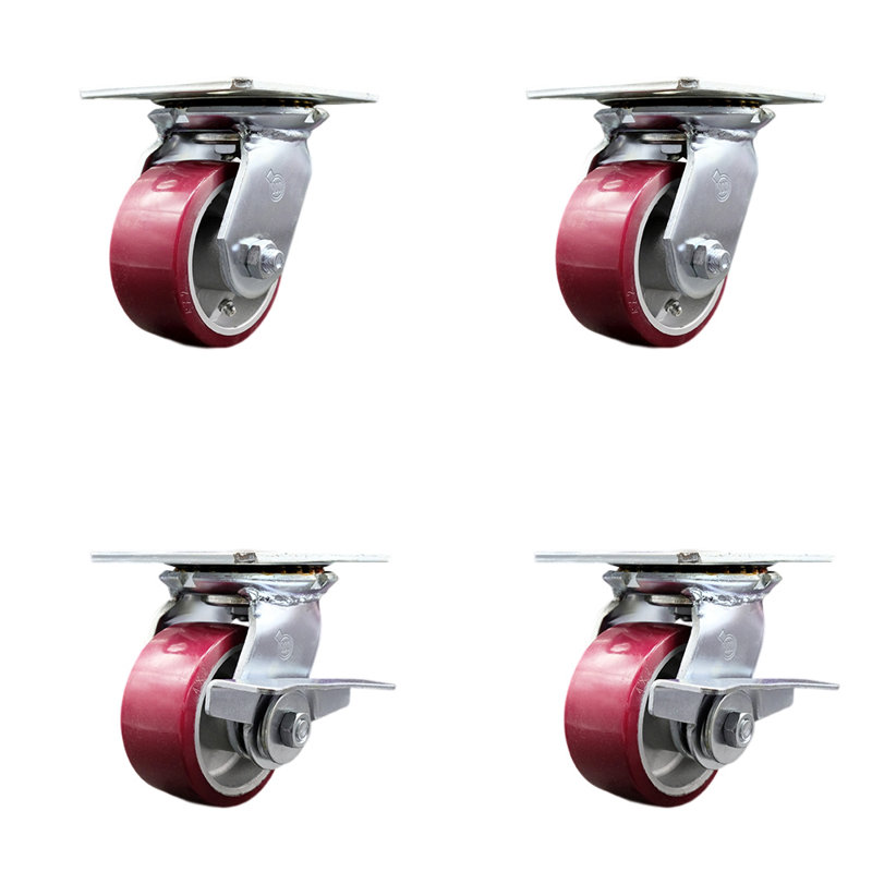 4 Piece Polyurethane on Aluminum Caster Set