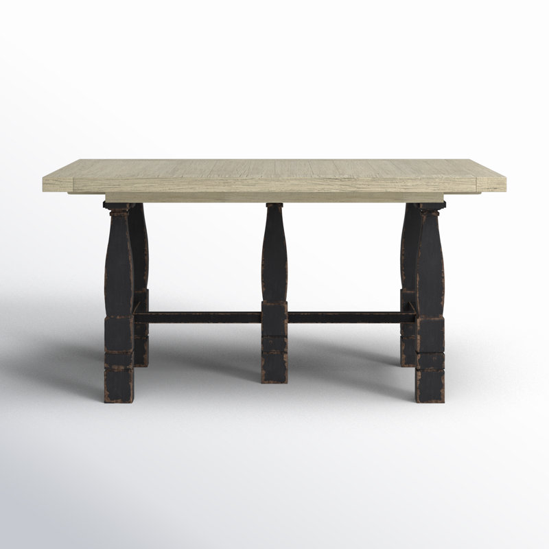 CiaoBella Extendable Dining Table, Flaky White Top/Black Base