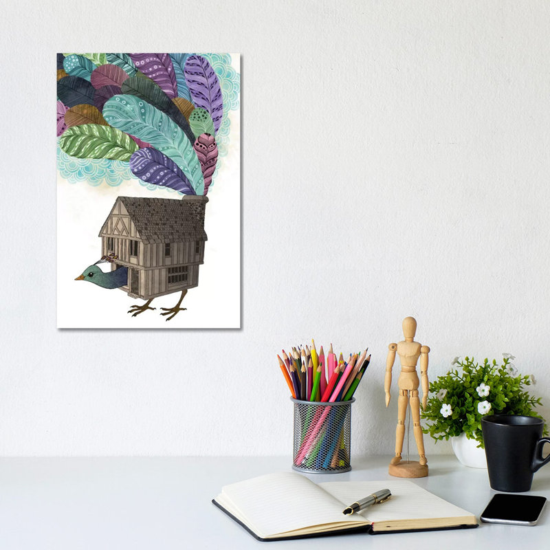Birdhouse Revisited by Laura Graves - Wrapped Canvas Painting, 20.32 cm H x 30.48 cm W