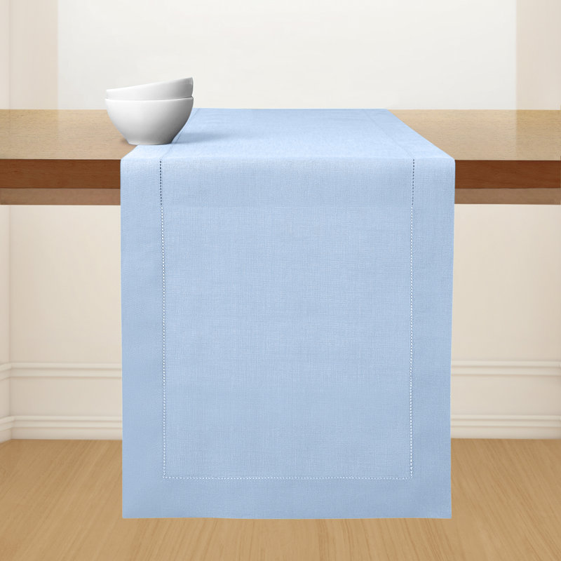 Chemin de table 100% lin D'Okok Homes, Bleu poudre, L 48 po x P 14 po