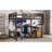 Queen Size Loft Bed with Integrated Desk and Non-Woven Fabric Storage Drawers, Compact Deep Black Metal Construction