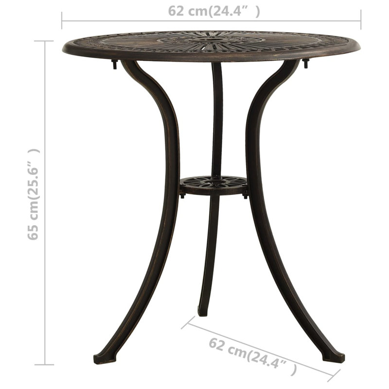 Ensemble bistro rond en aluminium 2 personnes Robbyn, Bronze