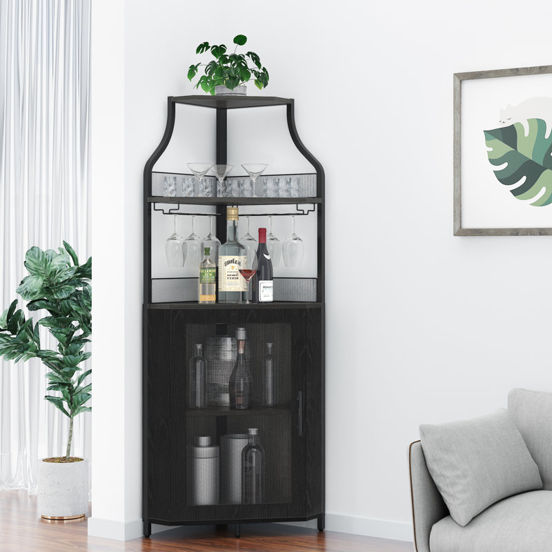 Solid Wood Floor Wine Bottle Rack, Black