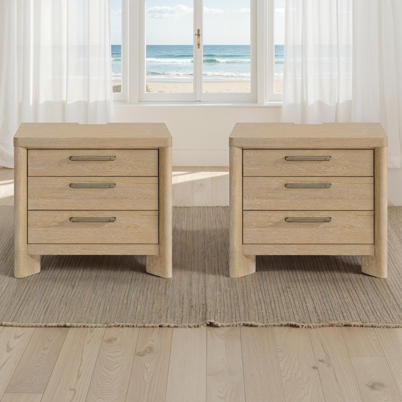 Karcen Sand Dune Nightstand With Usb, Set Of 2