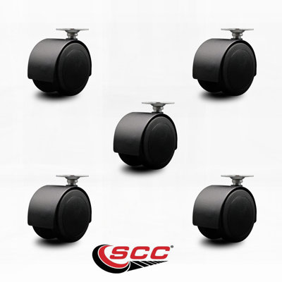 2-3/8 Inch Floor Safe Antique Hooded Twin Wheel Caster Top Plate Set of 5 SCC
