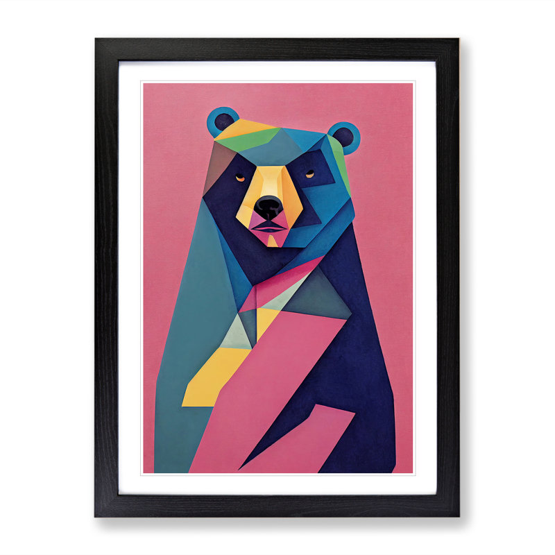 Unusual Bear Abstract - Single Picture Frame Print, Black , 34cm H x 25cm W x 2cm D