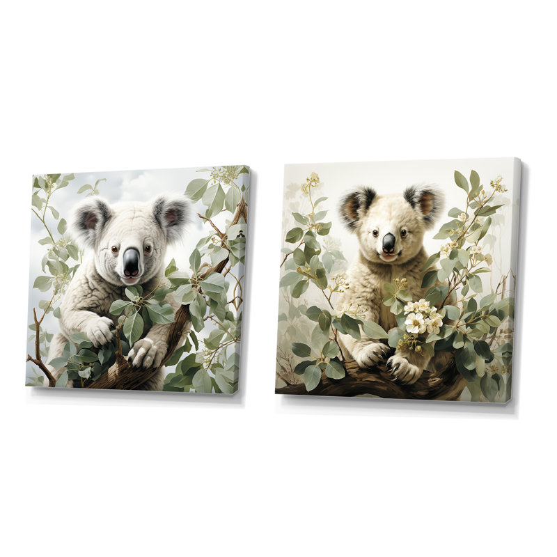Ensemble de 2 décorations murales Eucalyptus, Toile tendue, H 16 po x l 33 po x P 1 po