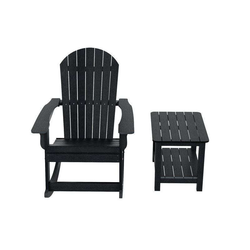 Chaise berçante d'extérieur avec table Arrir, Noir