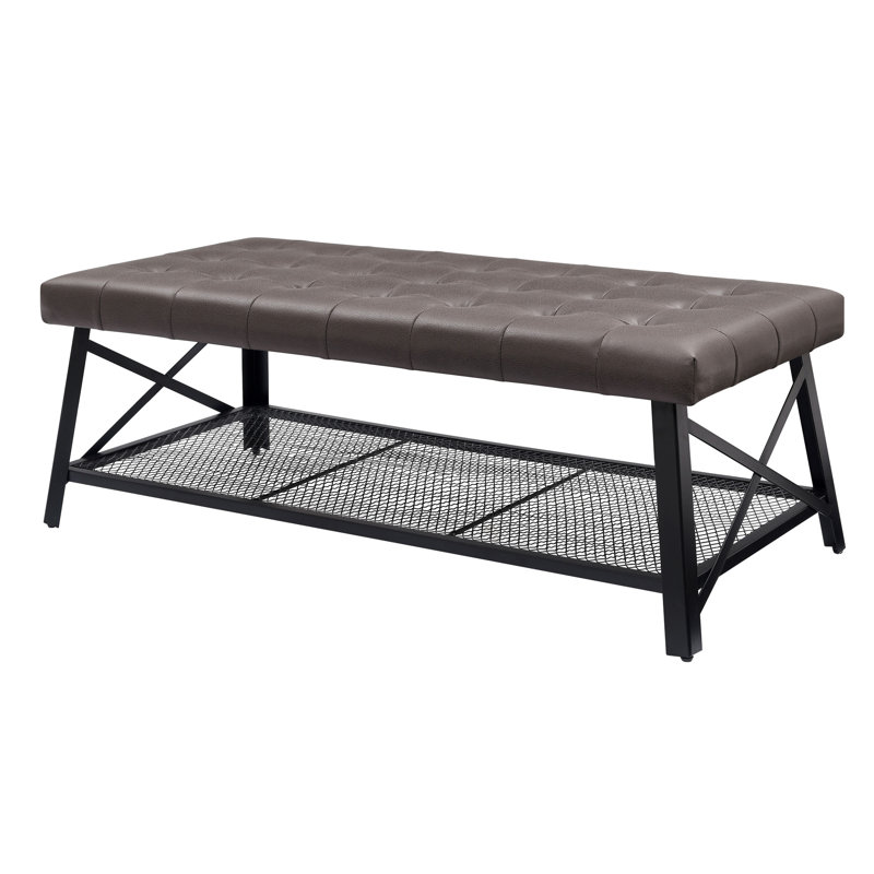 Tufted Faux Leather Like Upholstered Coffee Table