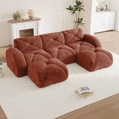 Canapé en velours avec repose-pieds mobile Boneless