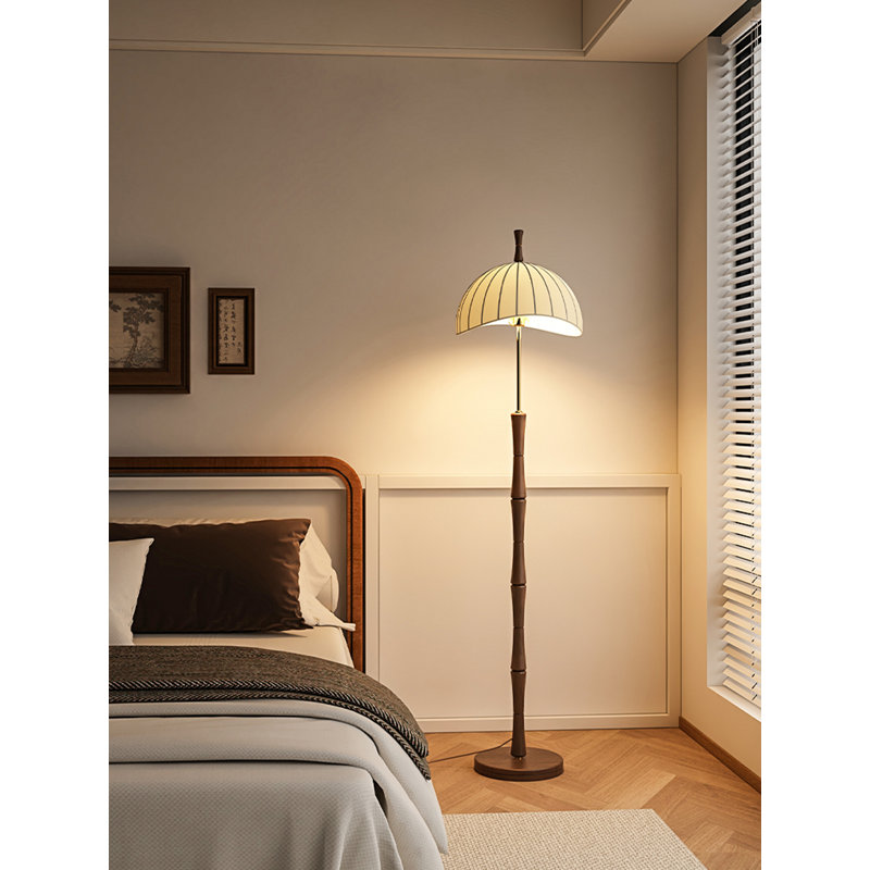 French Vintage-Style Iron & Fabric Floor Lamp