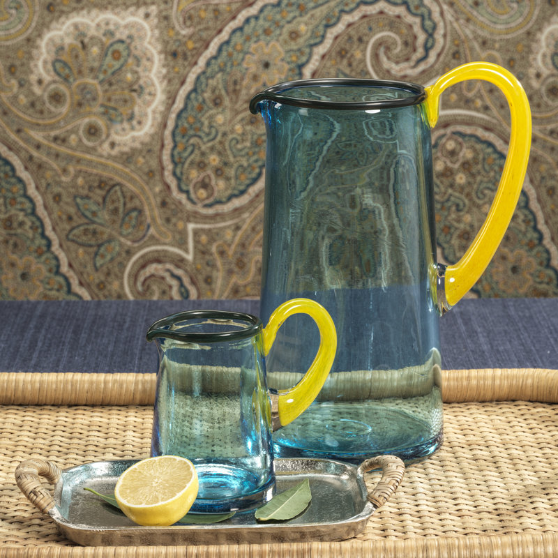 Carafe à jus en verre Lagoon, Aqua / Jaune