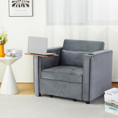 Sancia 36.41'' Wide Tufted Velvet Convertible Chair