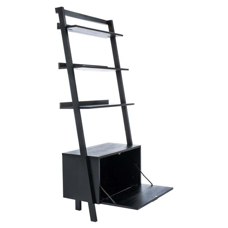 Bibliothèque échelle en bois massif Dametrice, H 72 po x l 32 po x P 15,4 po, Noir