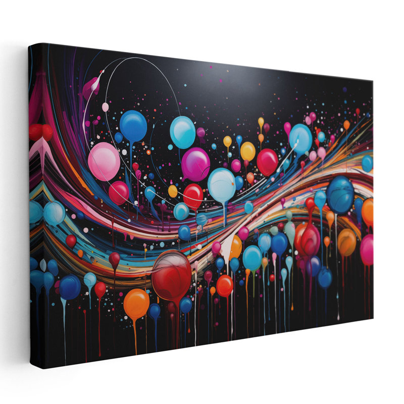 «Dreamy Splash Spectrum», art mural, H 32 po x l 48 po x P 1,25 po, Toile encadrée noire