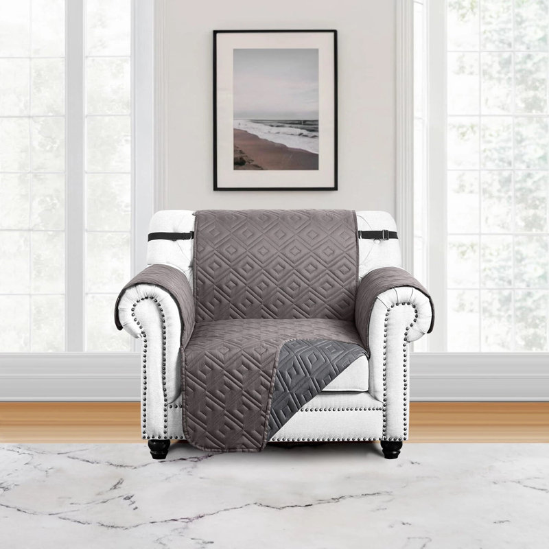 Reversible Water Resistant Sofa Protector - Dual Color Quilted Slipcover, Light Grey/Dark Grey