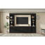 Meuble audio-vidéo rétro noir, meuble télé arqué de 106 po, rangement polyvalent avec armoires et tiroirs, structure de tiroir compatible avec panneaux de particules de 70 po