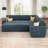Anureet  Corduroy Sleeper Sectional U Shaped Modular Sofa Bed With Storage Space