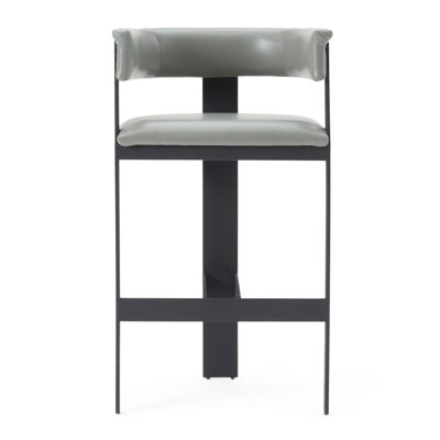 Ferol - Modern Grey Faux Leather + Black Barstool