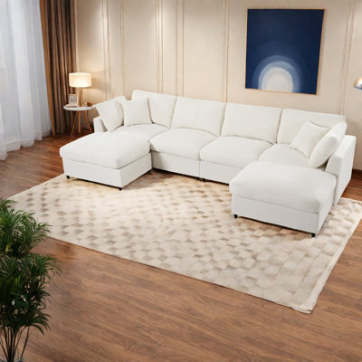Canapé modulaire spacieux en chenille de 128 po