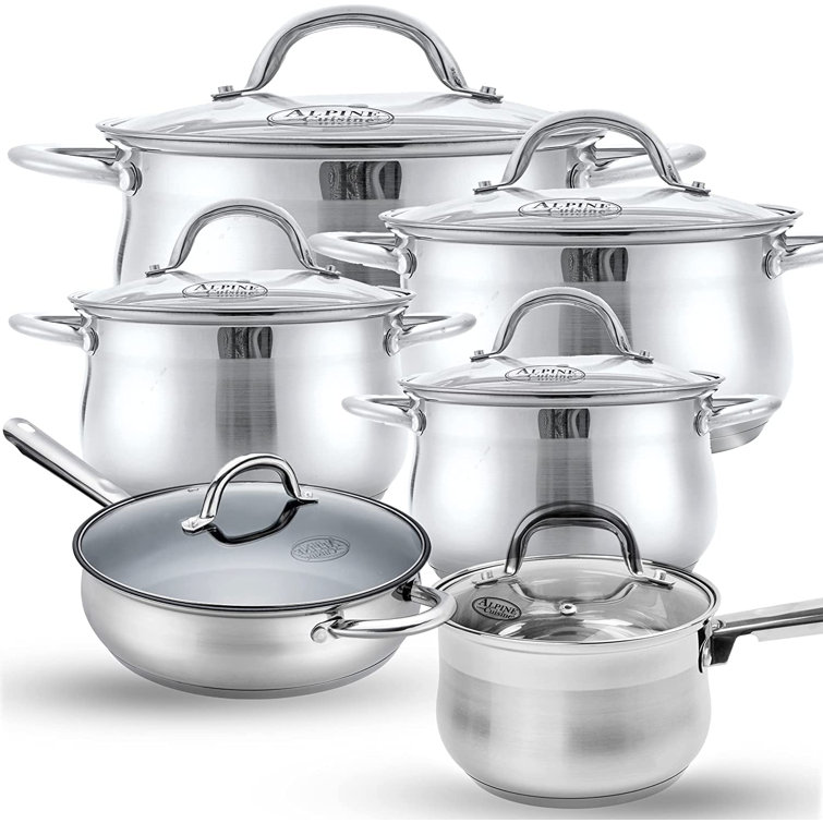 18-Pc. Belly Shaped 18/10 Stainless Steel Cookware Set