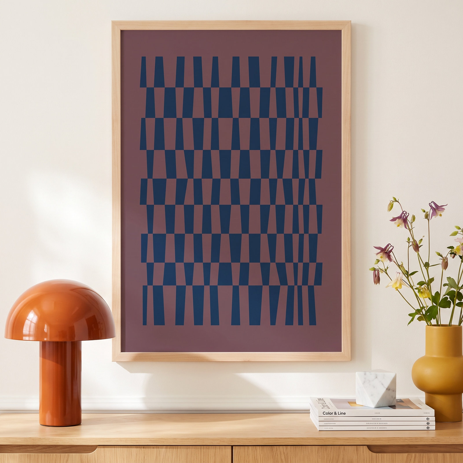 Vibrant Intersections 9 Print, Maple Framed, 20" H x 14" W