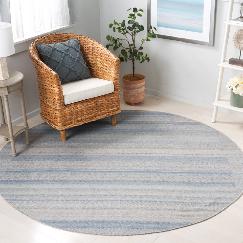 Keyone Performance Striped Rug, Round 7'