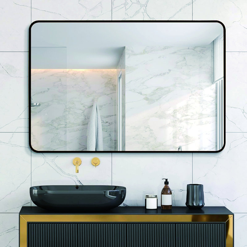 Miroir rectangulaire pour salle de bain, 40 po x 30 po, Noir