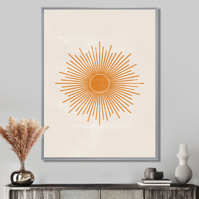 Sun Canvas Wall Art, Orange Minimalist Graphic Print - Orange Sun Print II