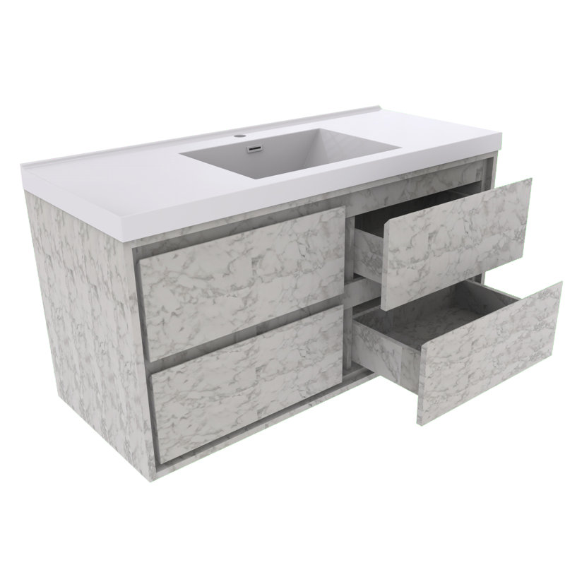 Azden 48" Wall-Mounted Single Bathroom Vanity Set, Marble White