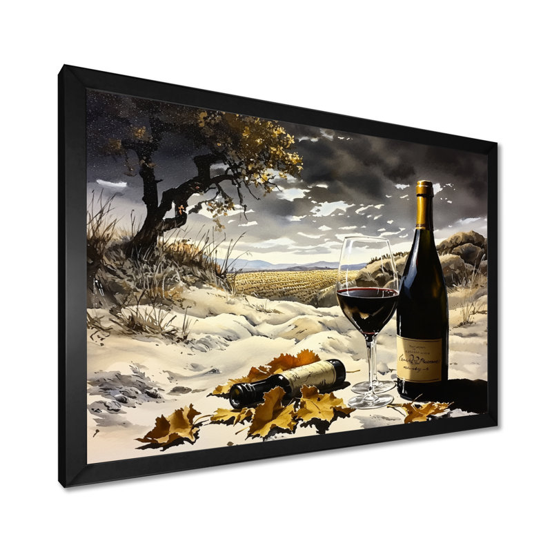 Reproduction sur toile «Wine Wisdom By The Vineyard I» - Vin et champagne, H 16 po x l 32 po, Noir