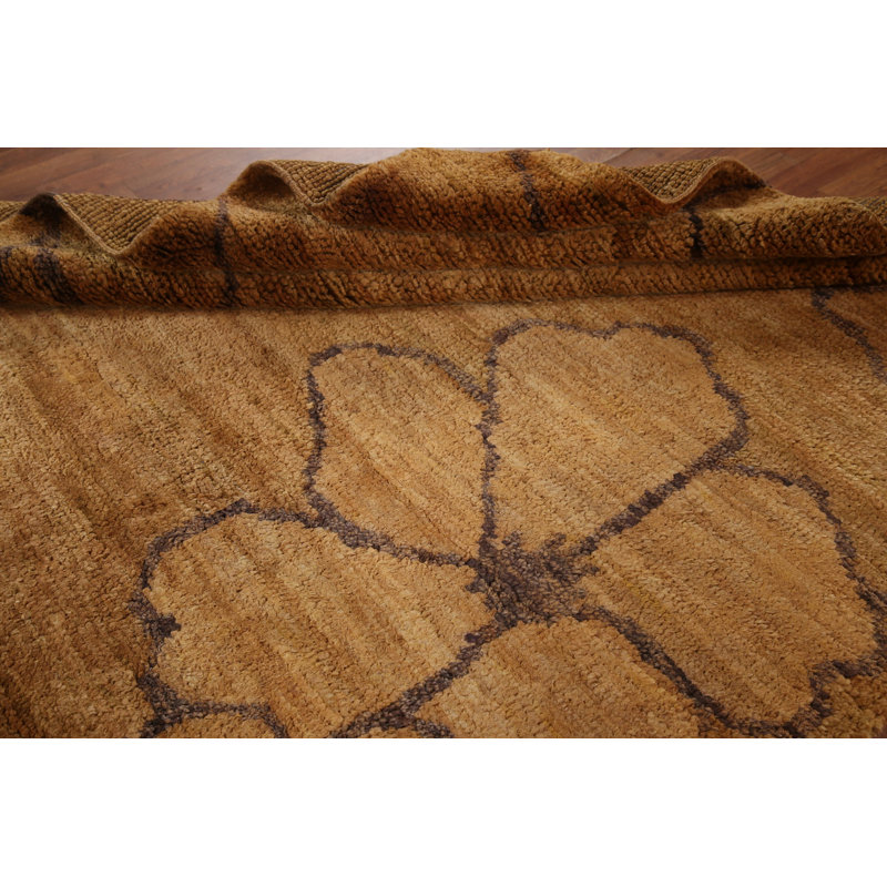 Tapis abstrait floral doré 7 x 10