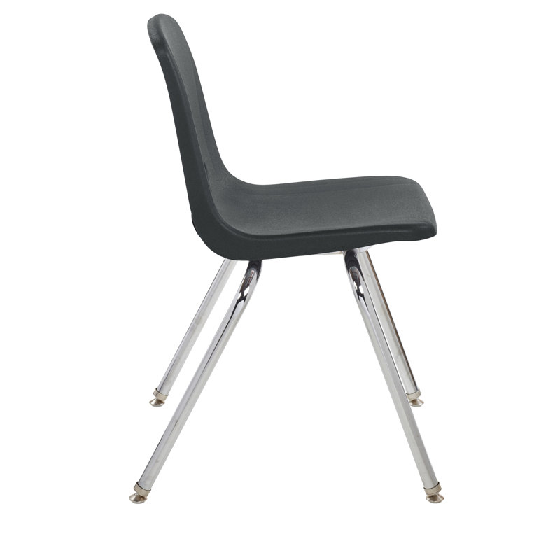 Black Molded Plastic Classroom Stack Chair with Chrome Legs