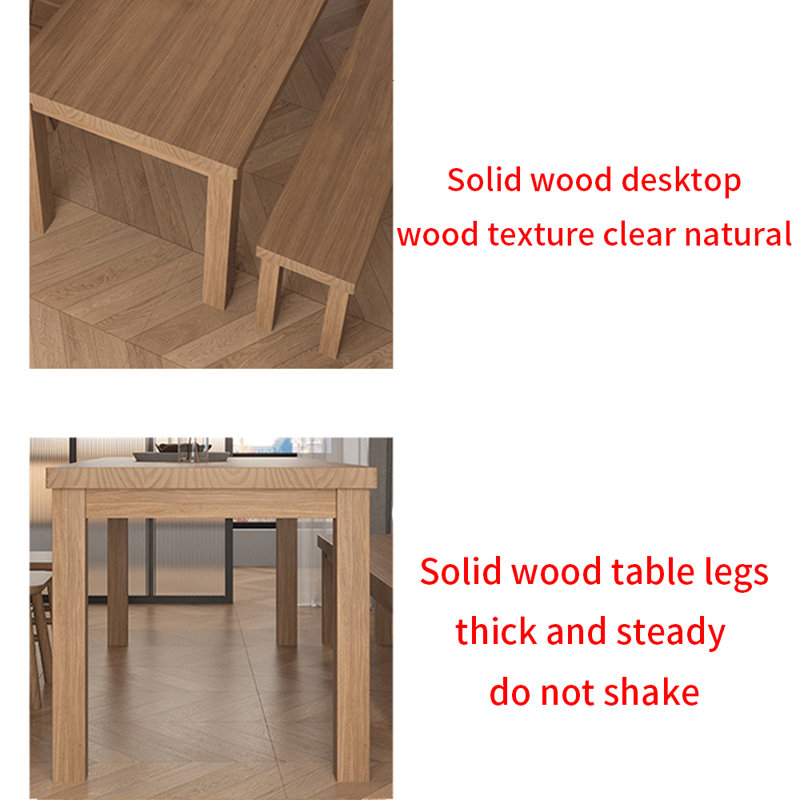 Ensemble de table de salle à manger en bois massif de style nordique, H 29,5 po x L 62,9 po x l 27,5 po