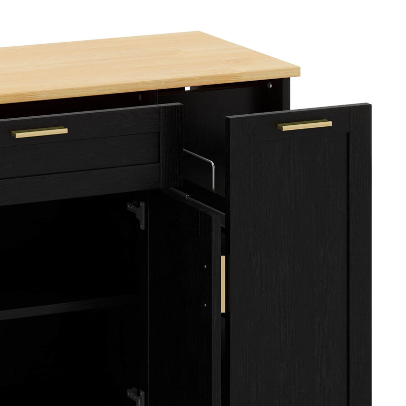 Buffet de rangement multifonctionnel, îlot de cuisine moderne avec table de salle à manger extensible, tablettes réglables, support coulissant à 3 niveaux, tiroir